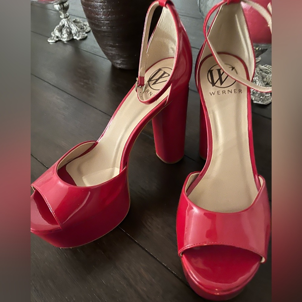 Werner Red Platform Heels - Picture 5 of 12